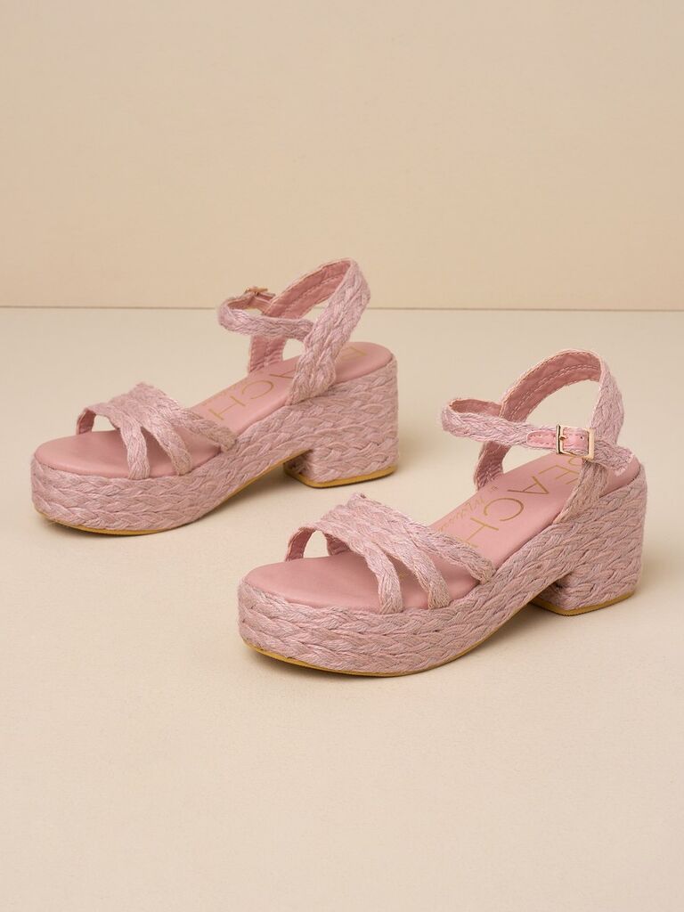 Pink platform wedding sandals