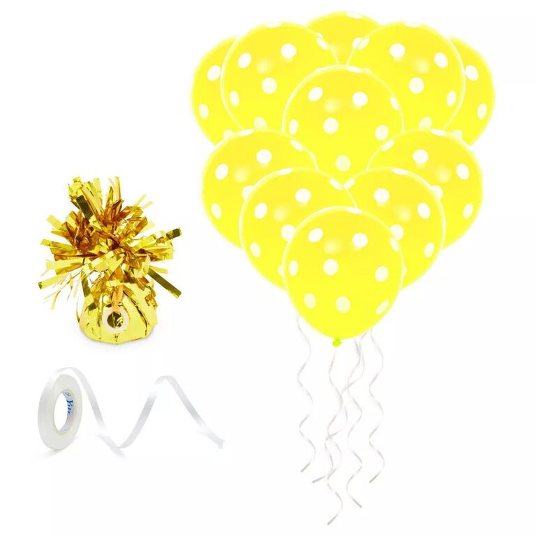 Yellow polka-dot balloons for lemon-themed bridal shower