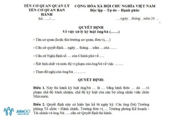Mẫu Quyết Định Kỷ Luật Là Gì? 7 Mẫu Quyết Định Kỷ Luật Ở Việt Nam