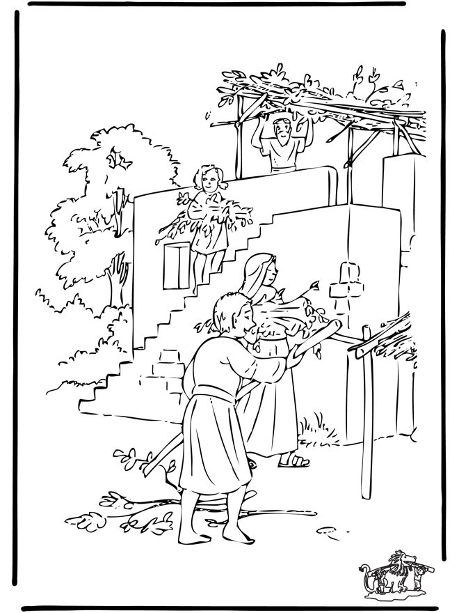 Sukkah coloring page and misc. | Feast Days - Sukkot - Feast of Taber…