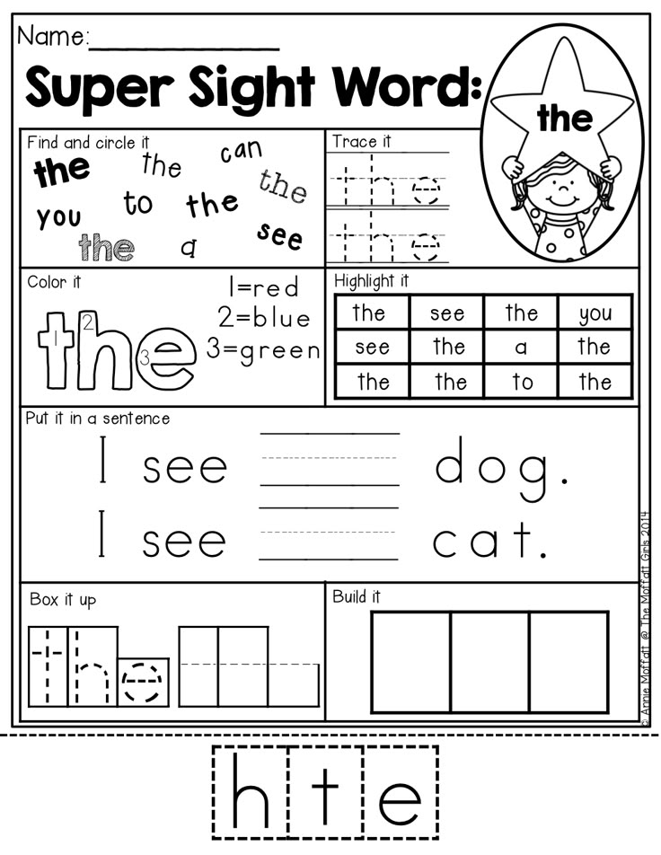 Sight Word Find Worksheets