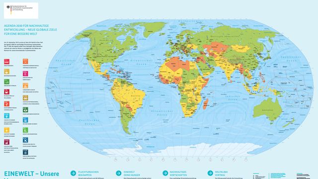 Poster kostenlos zuschicken lassen: Ministerium für Entwicklung sponsort Weltkarte