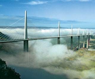 Image may contain Nature Building Bridge and Fog