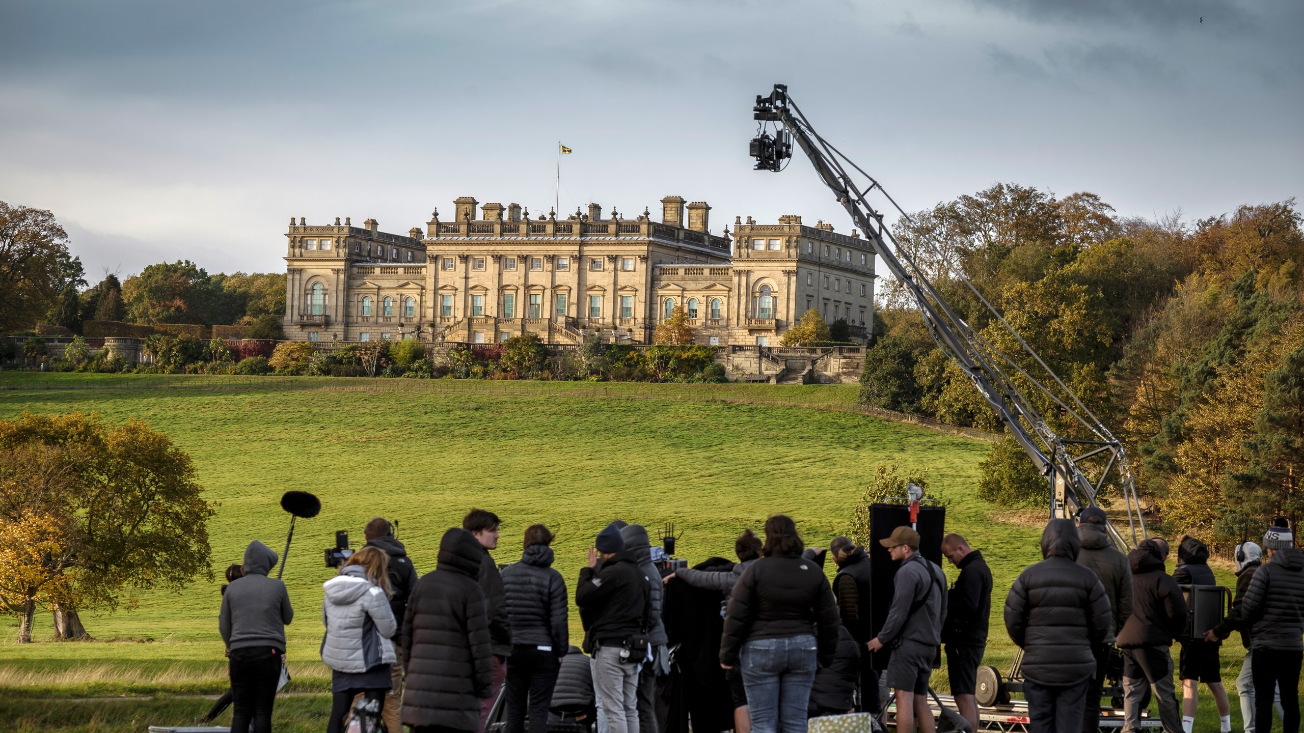 a movie set below a massive castle