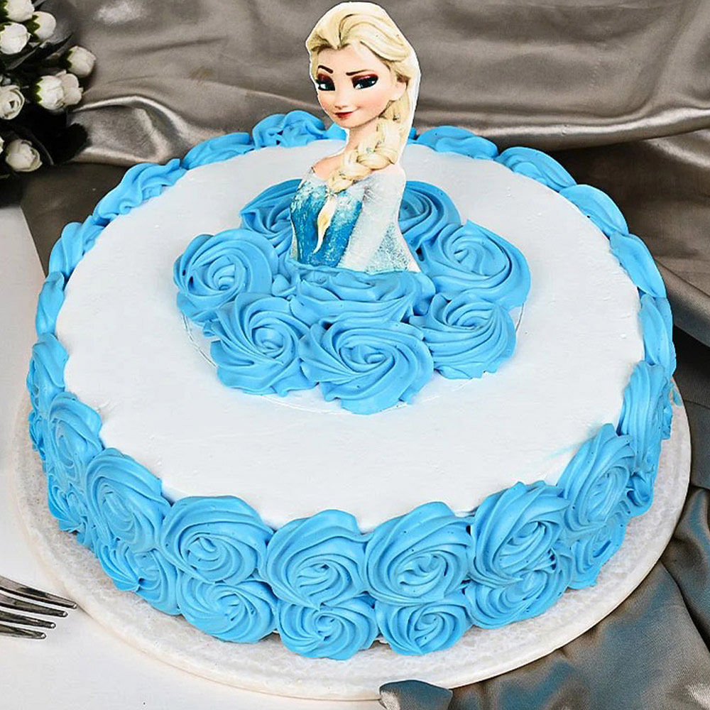 Buy Cream Designer Elsa Frozen Theme Cake-Barbie Blossoms Cake