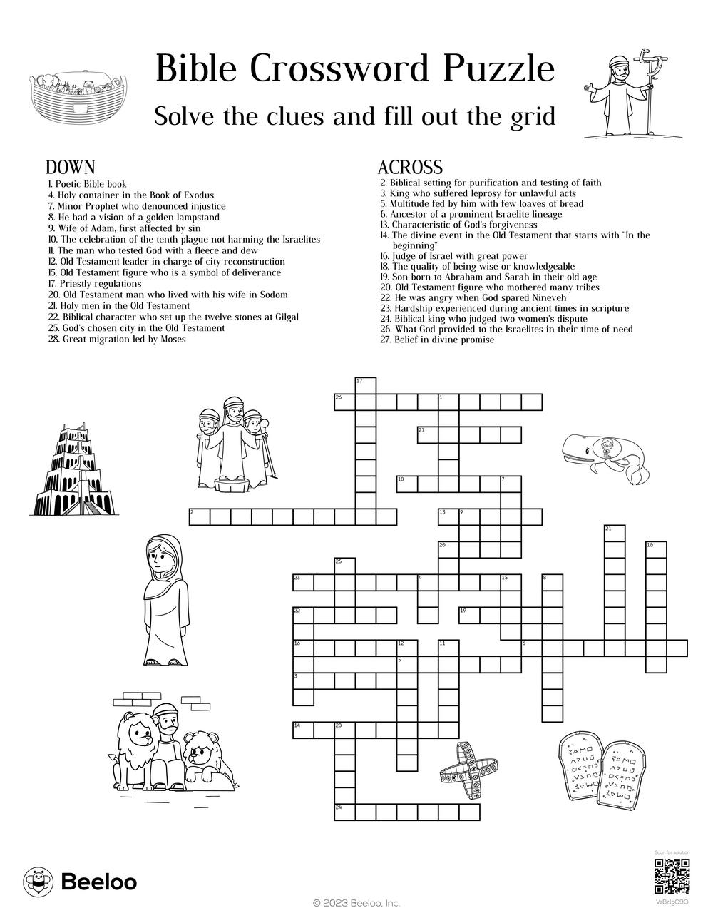 Bible Crossword Puzzle • Beeloo Printable Crafts and Activities for Kids