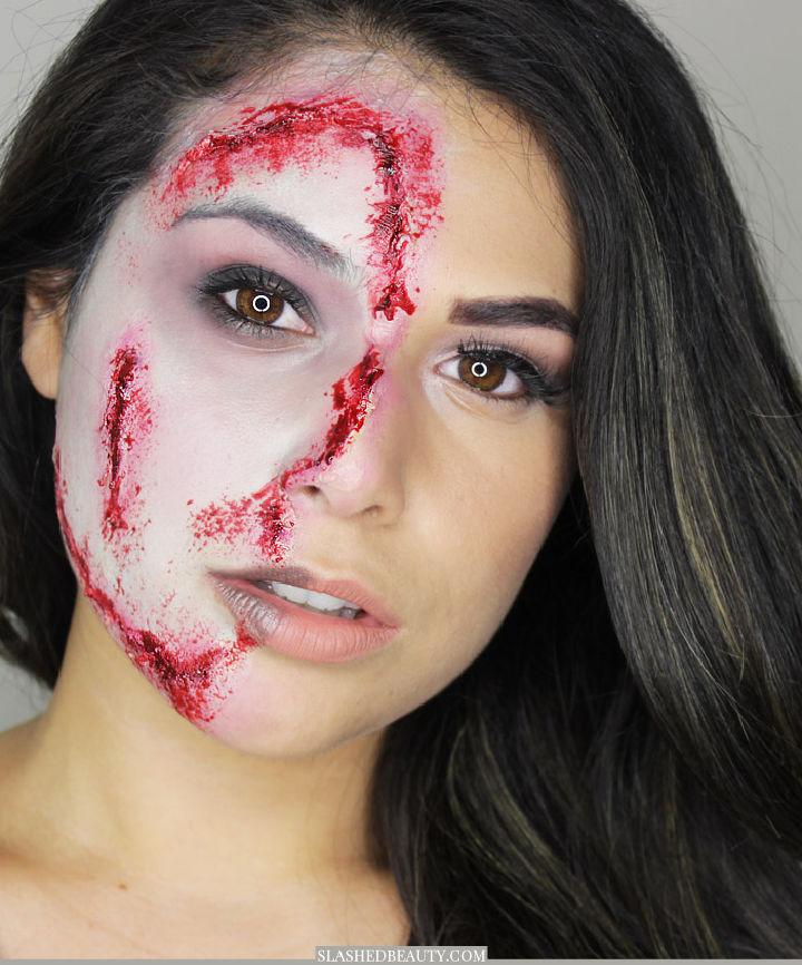 Glam Half Zombie Halloween Makeup