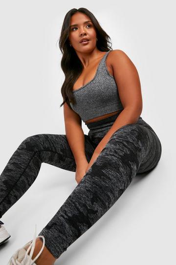 Plus Active Camo Seamless Workout Leggings black