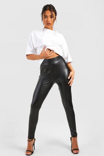 Petite Super Stretch Waist Shaping Faux Leather Leggings black