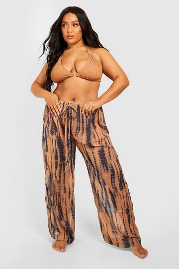 Plus Tie Dye Beach Pants brown