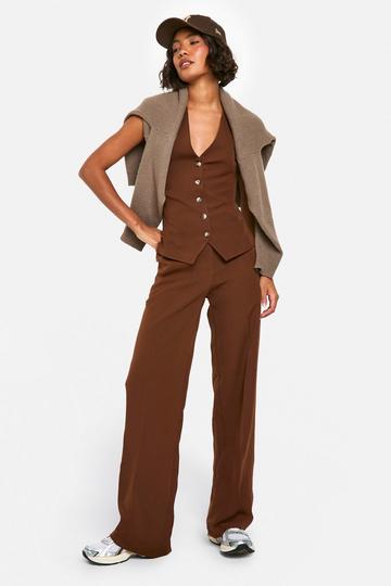 Tall Woven Tailored Wide Leg Trousers chocolate