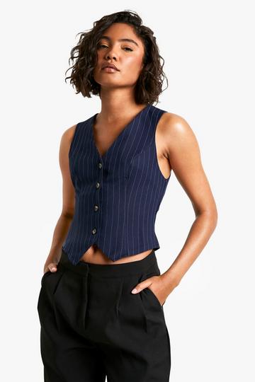 Tall Pinstripe Tailored Waistcoat navy