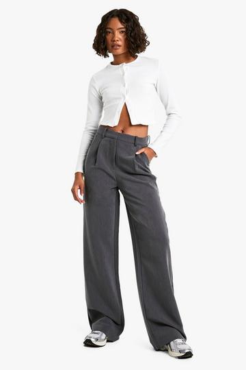 Tall Wide Leg Tailored Trousers dark grey