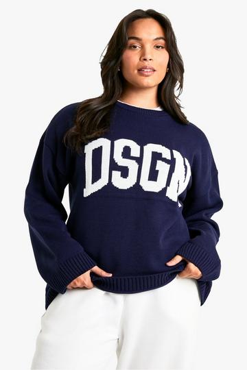 Plus DSGN Crew Neck Knitted Jumper navy