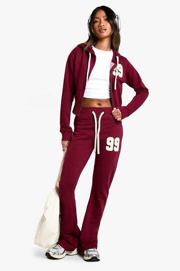 99 Self Fabric Applique Zip Through Shrunken Tracksuit burgundy