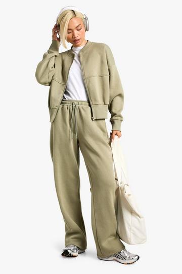 Deep Hem Zip Through Bomber Tracksuit khaki