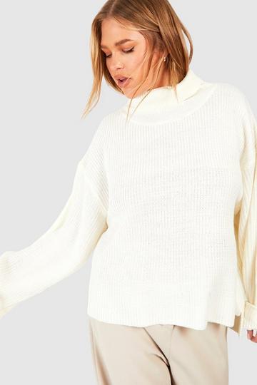 Plus Chunky Turtleneck Oversized Sweater oatmeal