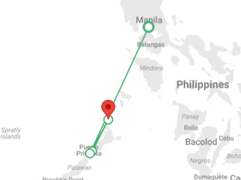 Map of a Snorkeling Tour with 4 destination visits for the trip: Philippines Palawan Island Getaway