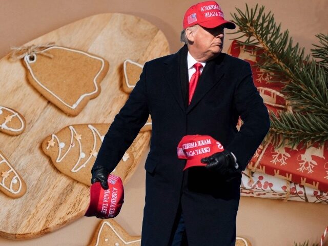 Trump Christmaqs 2024 with MAGA Hats, US President Donald Trump throws hats to supporters