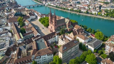 Vogelperspektive auf Basel