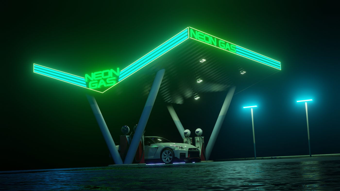 Neon Gas and Nissan GTR 