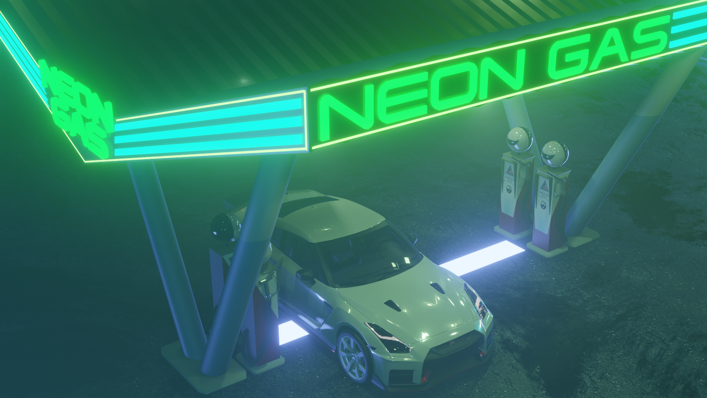 Neon Gas and Nissan GTR 