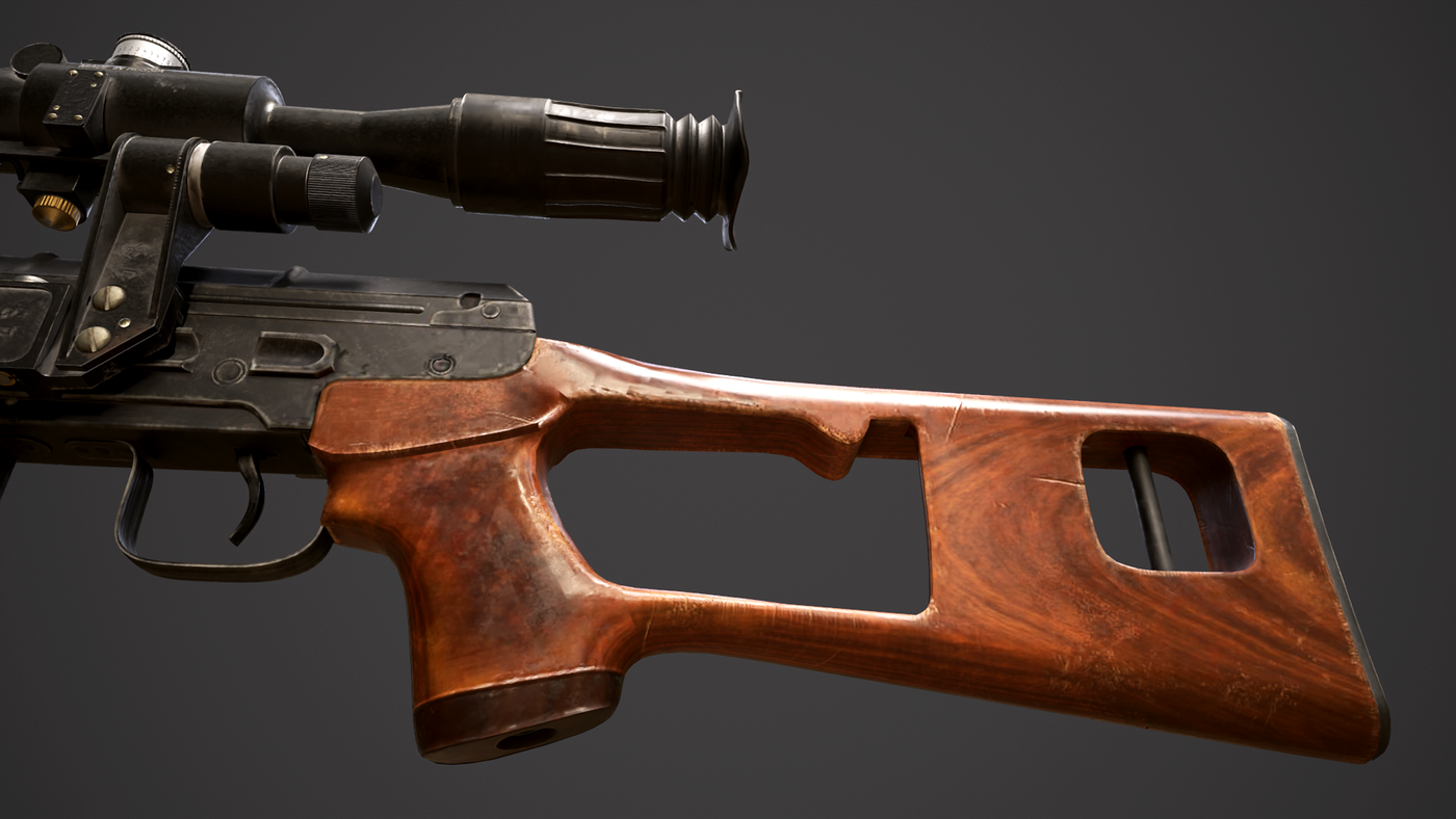 SVD - Dragunov Sniper Rifle Low-poly 3D model