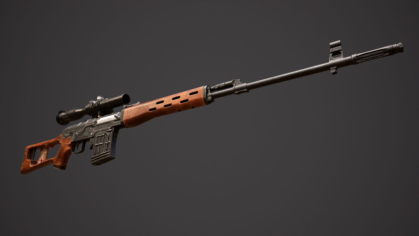 SVD - Dragunov Sniper Rifle Low-poly 3D model