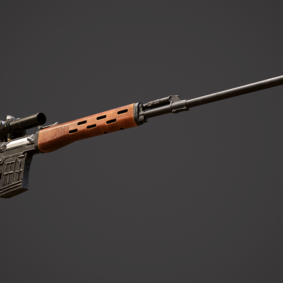 SVD - Dragunov Sniper Rifle Low-poly 3D model