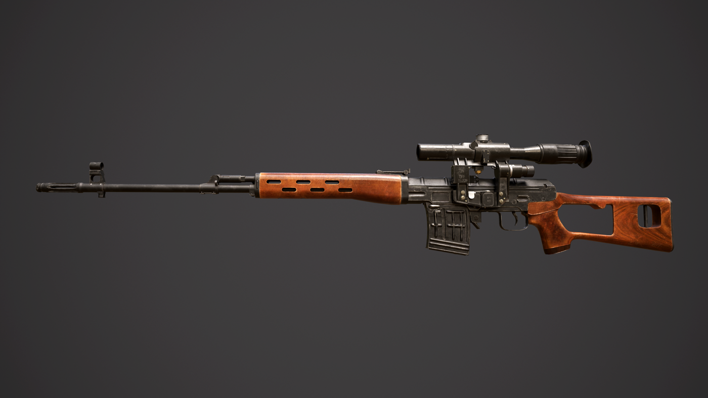 SVD - Dragunov Sniper Rifle Low-poly 3D model