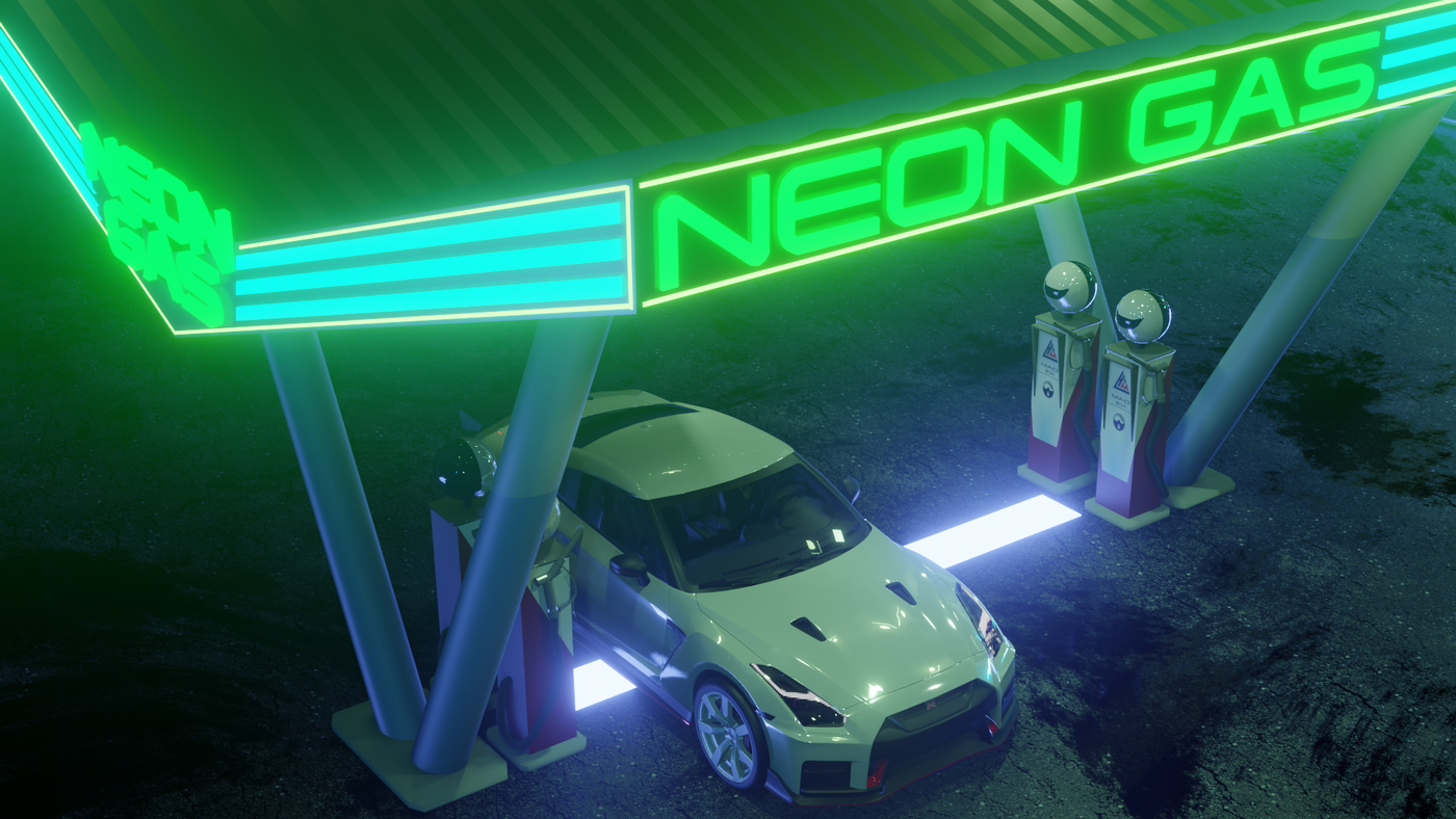 Neon Gas and Nissan GTR 