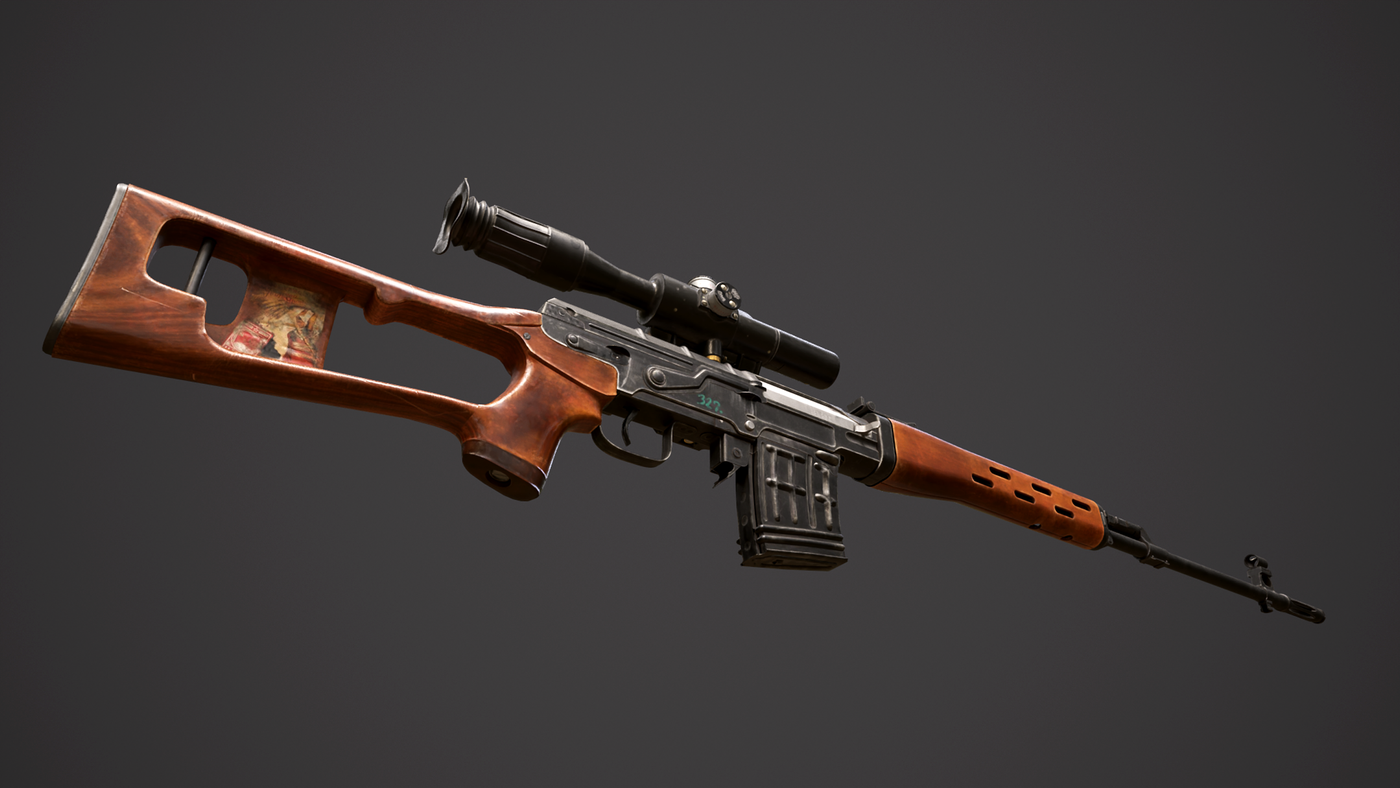 SVD - Dragunov Sniper Rifle Low-poly 3D model