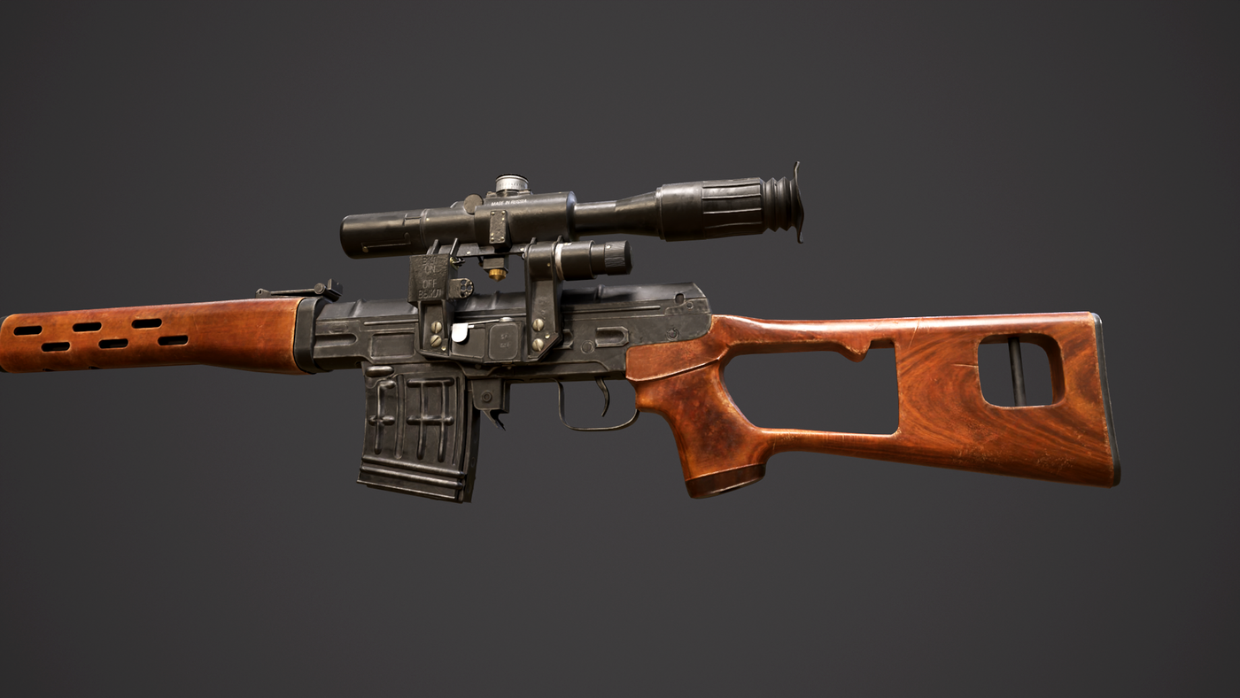 SVD - Dragunov Sniper Rifle Low-poly 3D model