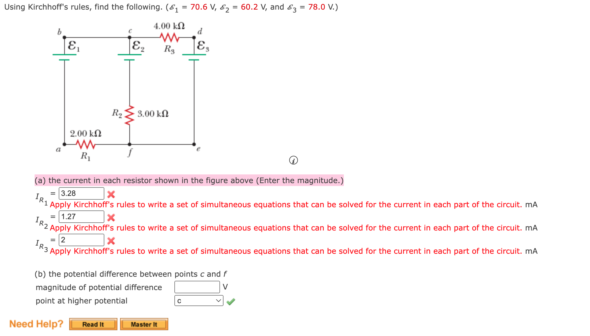 Solved Using Kirchhoff's rules, find the following. | Chegg.com