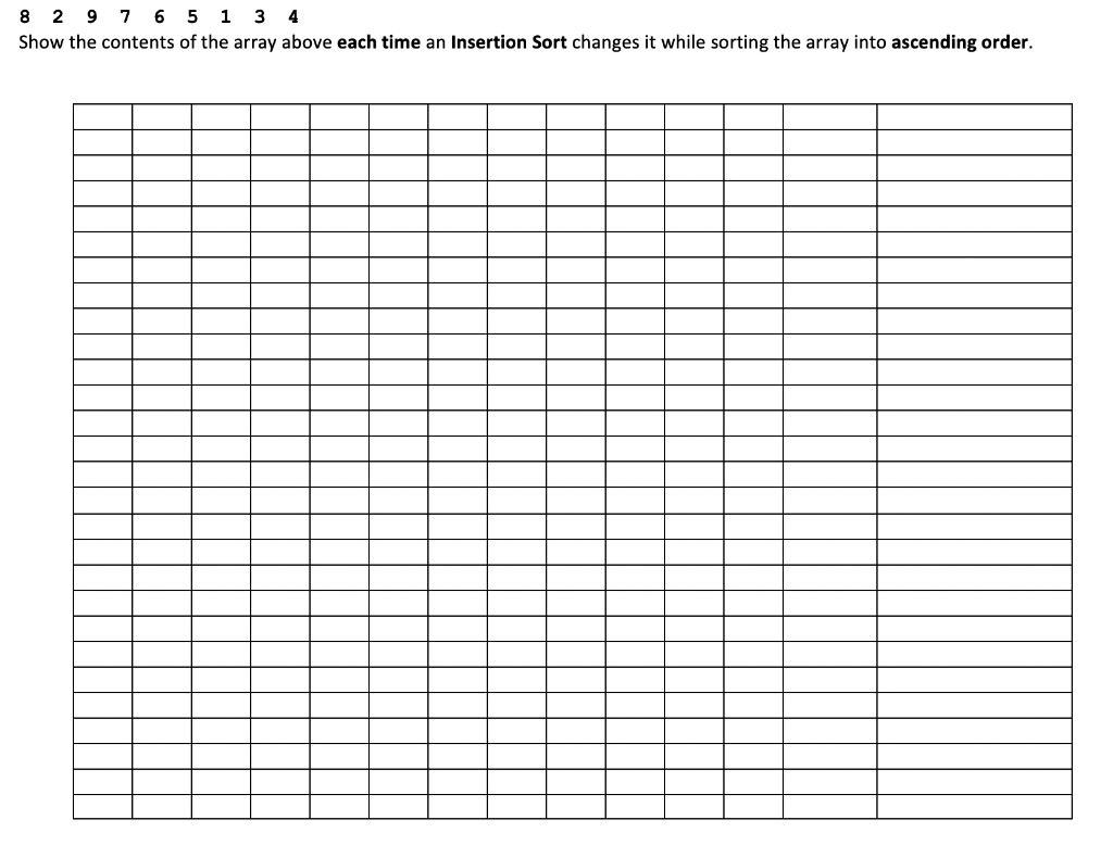 Solved 8 2 9 7 6 5 1 3 4 Show the contents of the array | Chegg.com