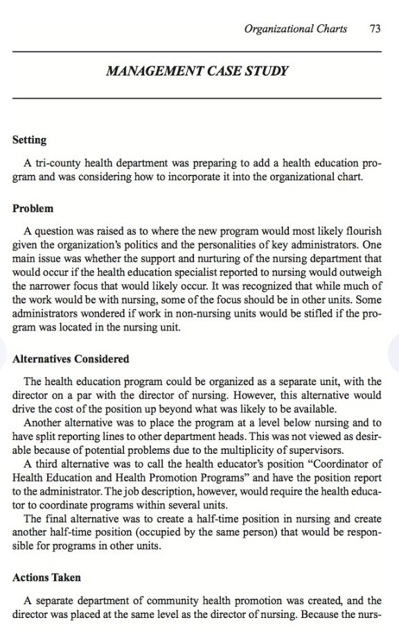 Health Department Organizational Chart