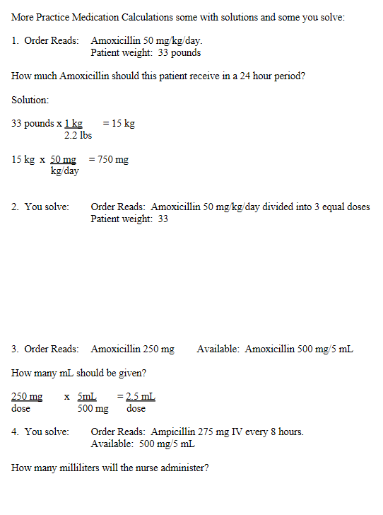 Solved More Practice Medication Calculations some with | Chegg.com