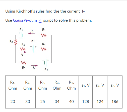 Solved Using Kirchhoff's rules find the the current I2 | Chegg.com