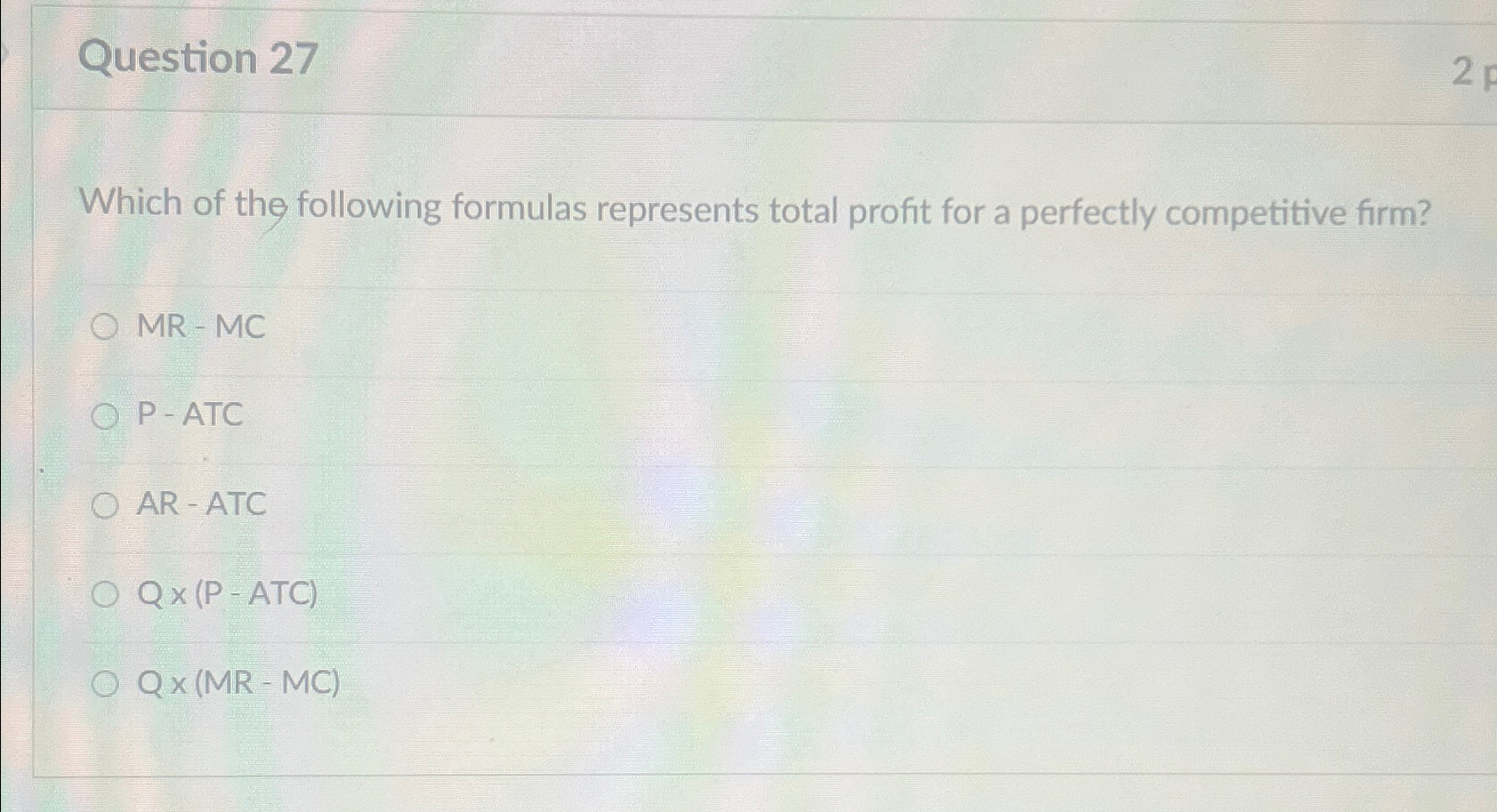 Solved Question 27Which of the following formulas represents | Chegg.com