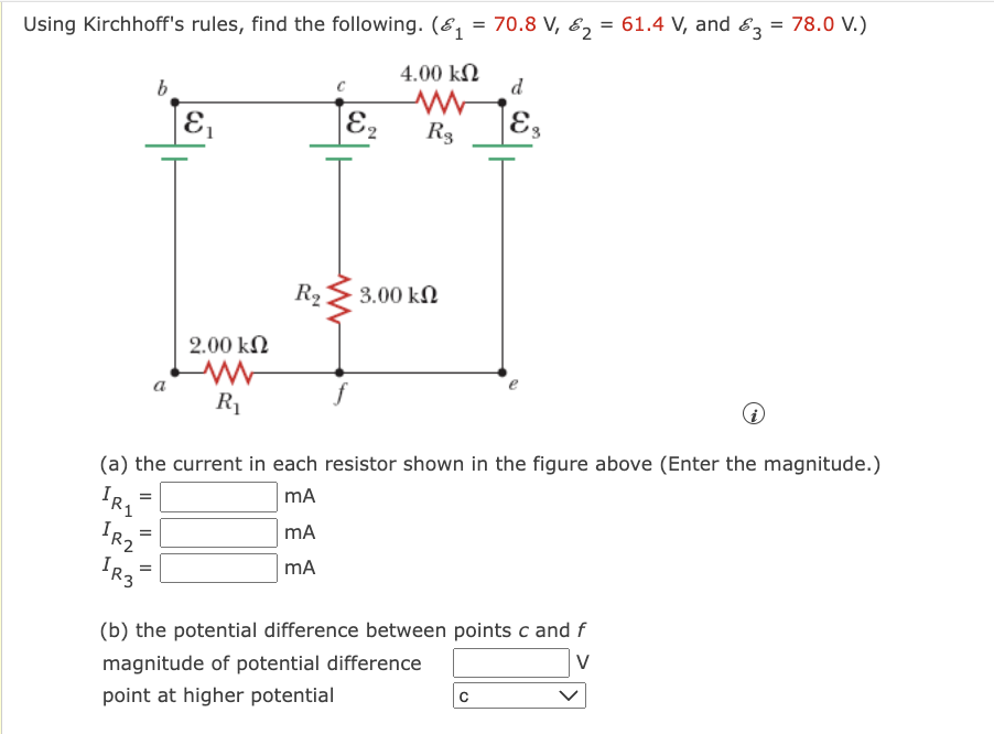 Solved Using Kirchhoff's rules, find the following. | Chegg.com