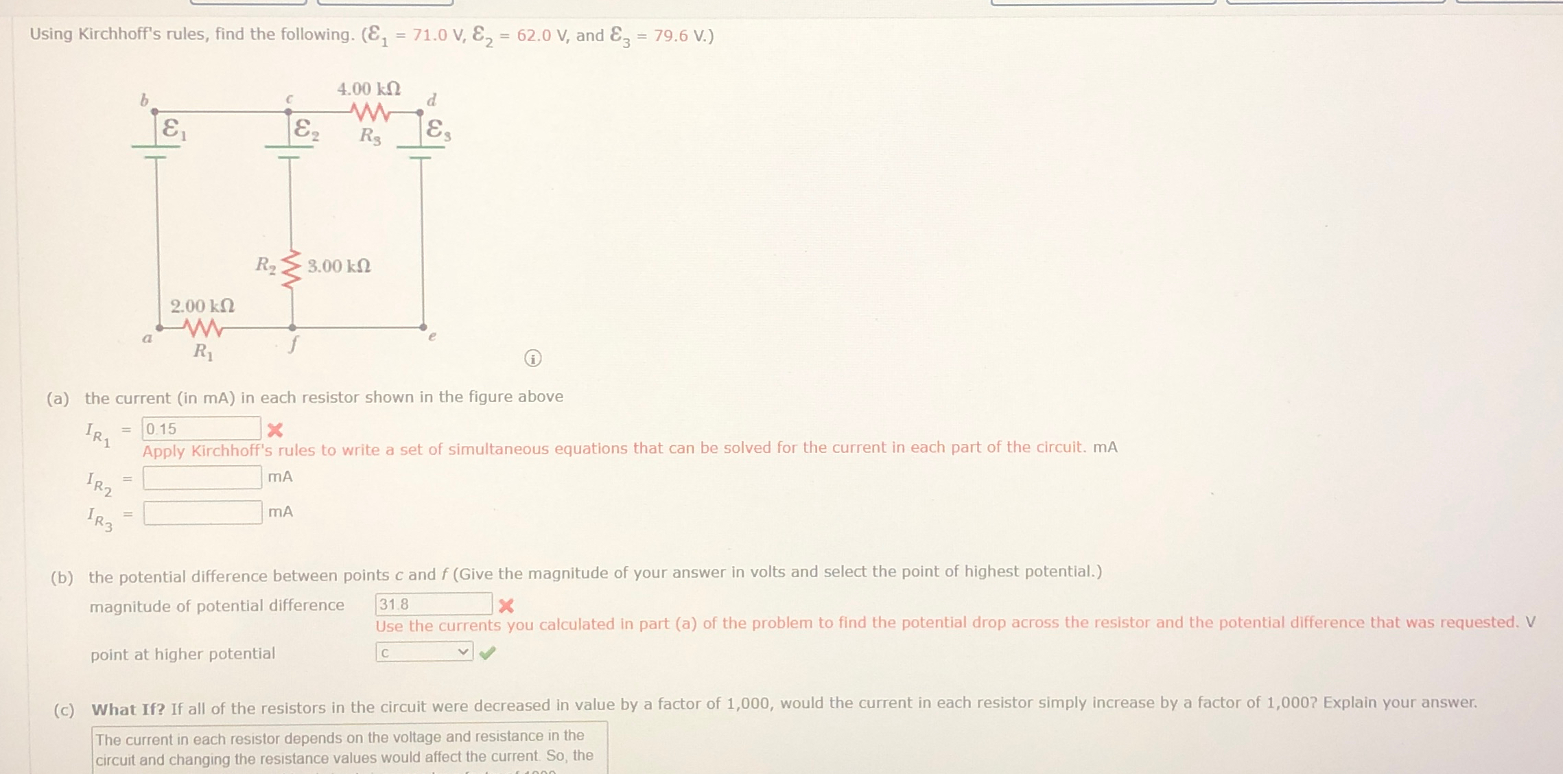 Solved Using Kirchhoff's rules, find the following. , ﻿and | Chegg.com