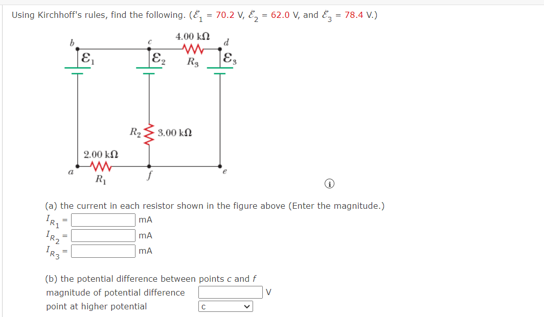 Solved Using Kirchhoff's rules, find the following. | Chegg.com