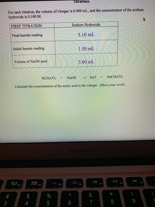 Solved Titrations For each titration, the volume of vinegar | Chegg.com