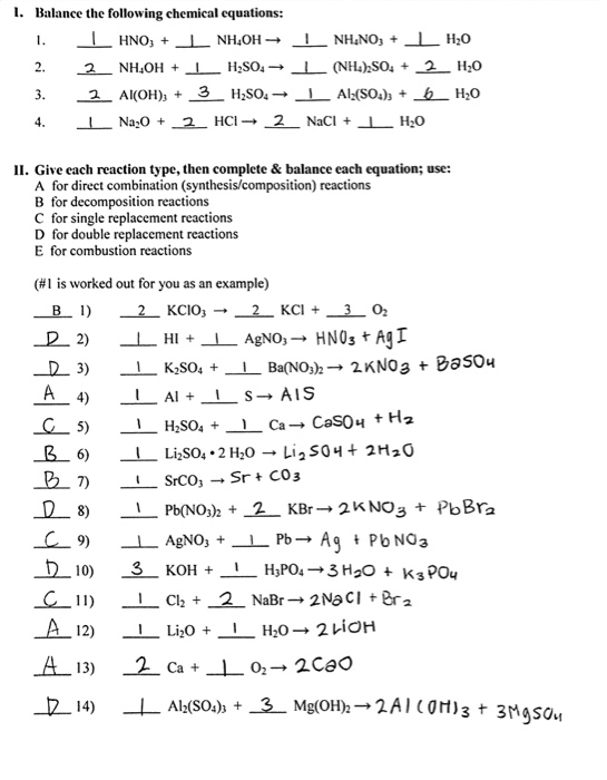 Solved 1. Balance the following chemical equations: | HNO + | Chegg.com