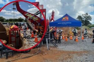 The Mobile Mines Rescue Winder on the scene of the Stilfontein mine rescue mission.