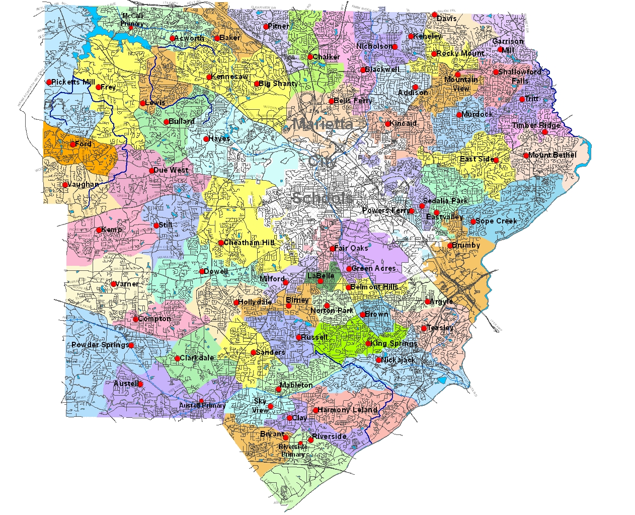 Cobb High Schools Map