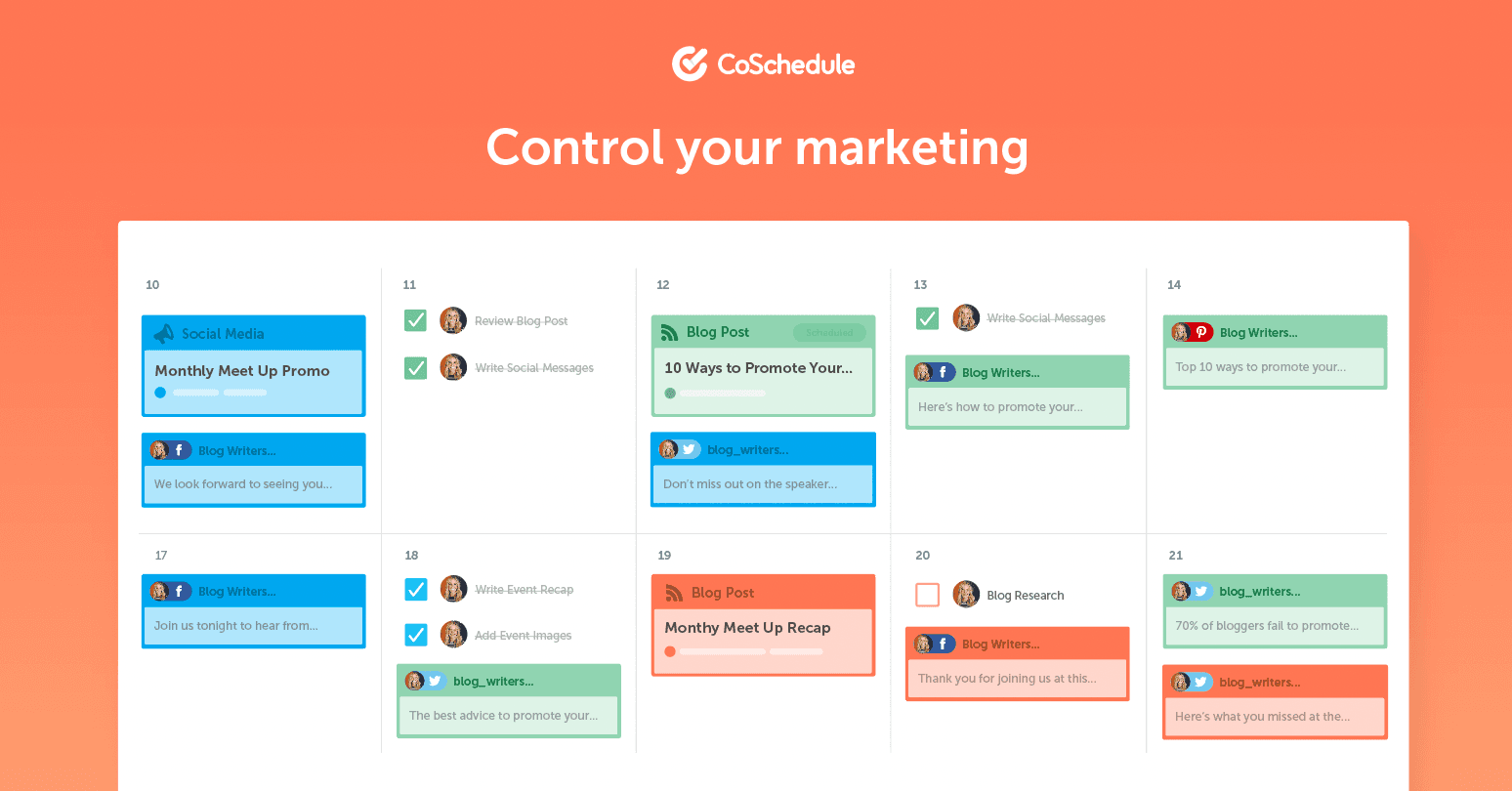 CoSchedule marketing calendar 