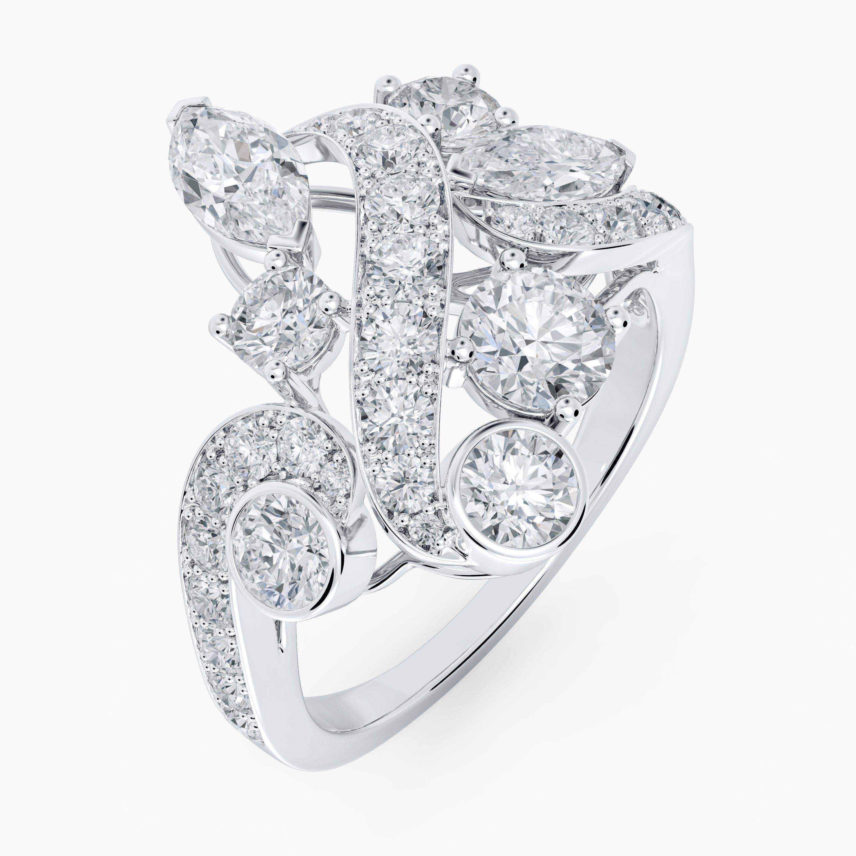 Adonis Rose Cluster Ring in White Gold, image 2