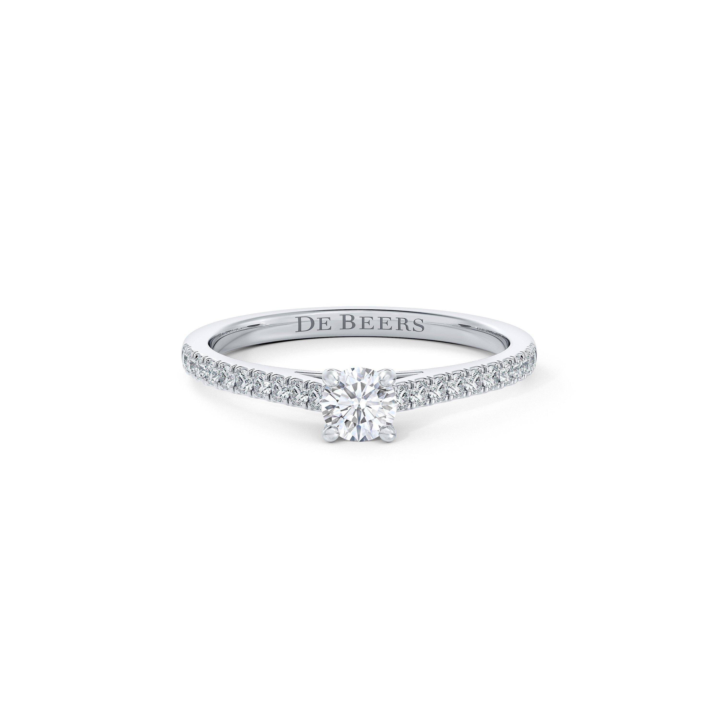 Solitaire DB Classic Pavé Taille Brillant en Platine, image 1