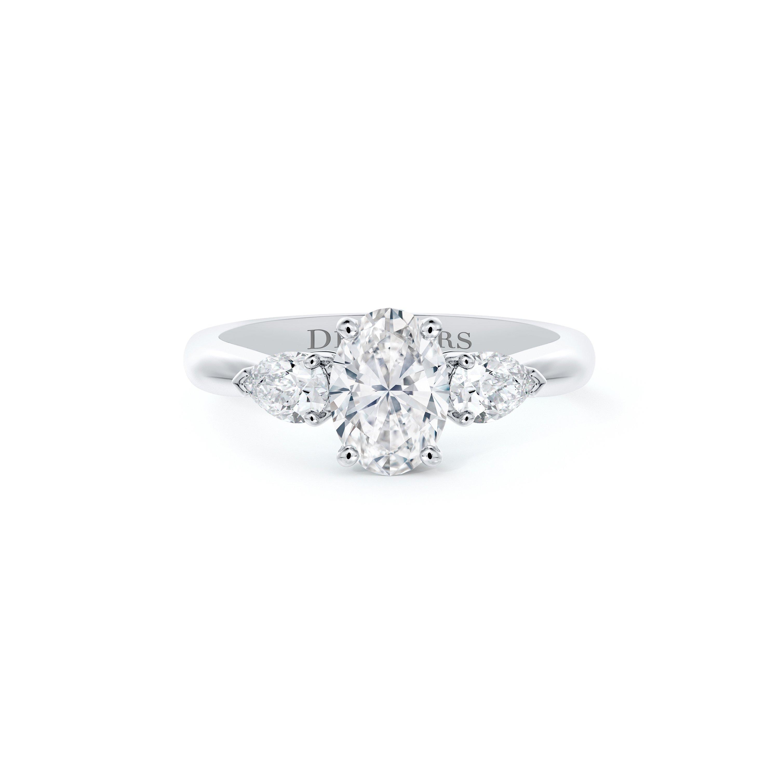 Solitaire DB Classic Taille Ovale et Diamants Latéraux Taille Poire, image 1